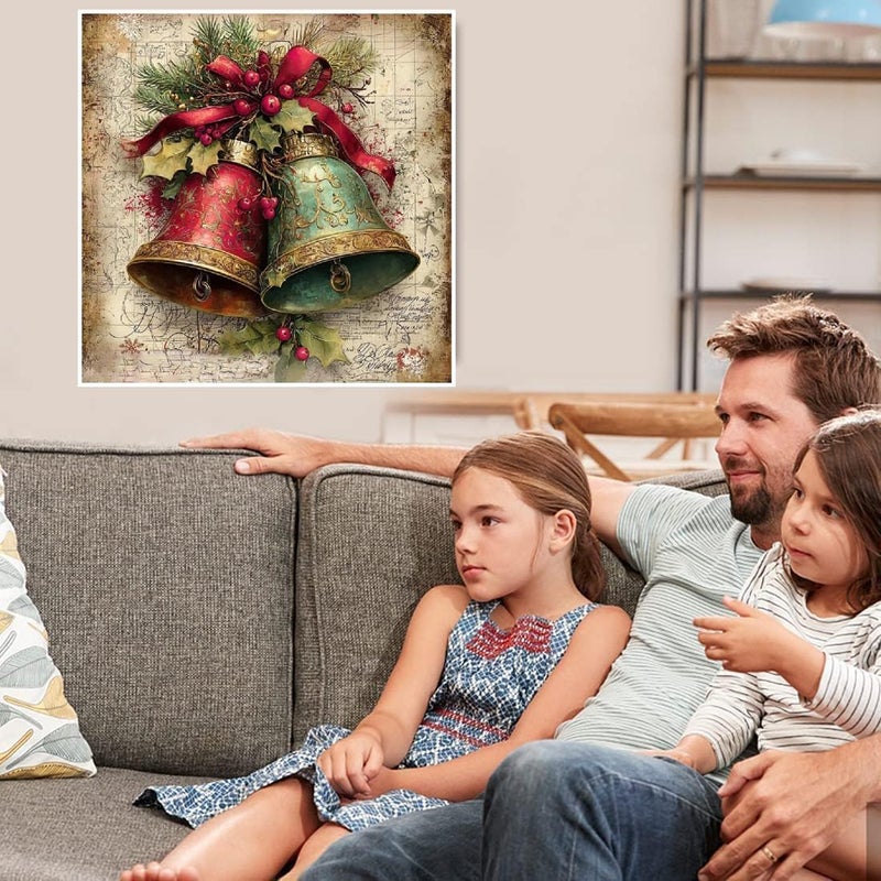 VIGEGU Christmas Paint by Numbers Kit for Adults with Framed,Christmas Bell Paint by Number DIY Adult Paint by Number Kits for Wall Decor 12x12in - Image 3